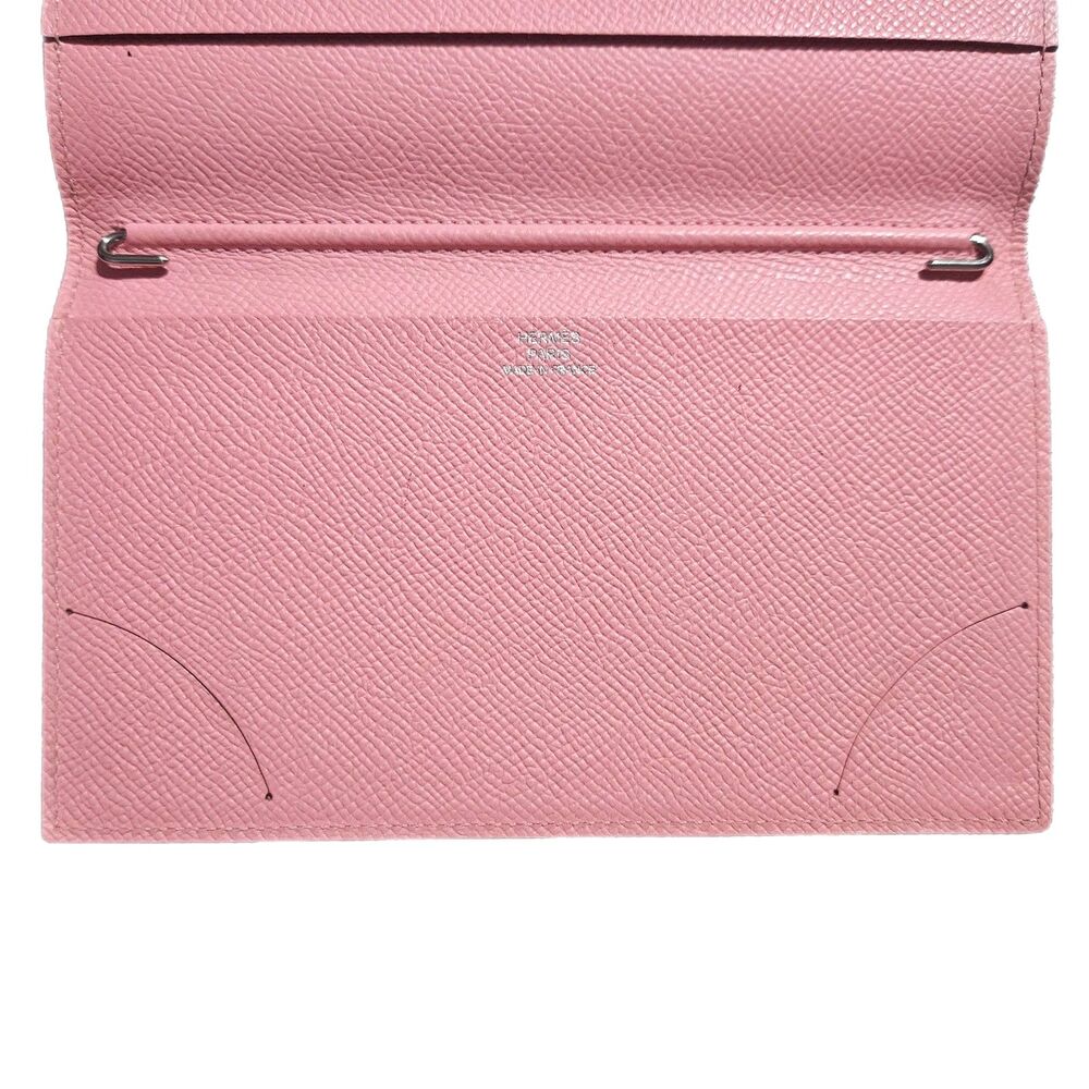 Hermès Epsom Leather Long Wallet Bubblegum Pink Slim Bifold Boxed VGUC - Picture 7 of 12